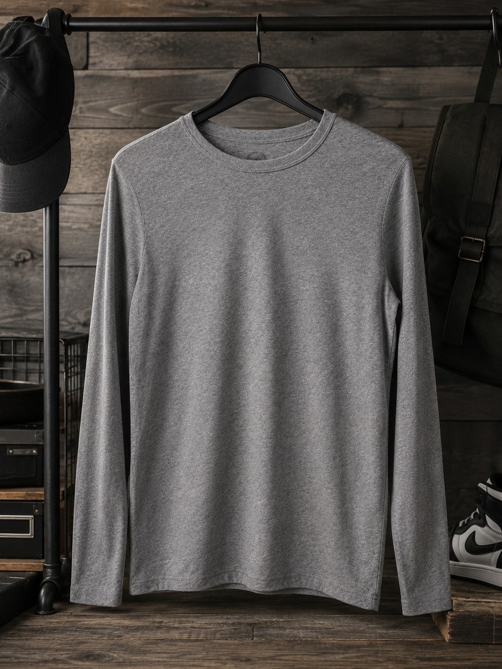 Heather Gray Long Sleeve Crewneck Layering T-Shirt Size 10 Unisex